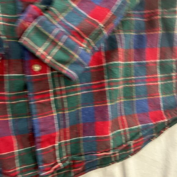 Pendleton Trail Shirt Mens L Plaid Long Sleeve Red Wool Flannel Elbow Patch - Picture 6 of 11